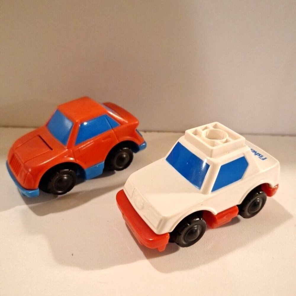 Fisher Price Flip Track Rail Ambulance & Red Blue Car 1992 3" Replacement Lot - Picture 1 of 9